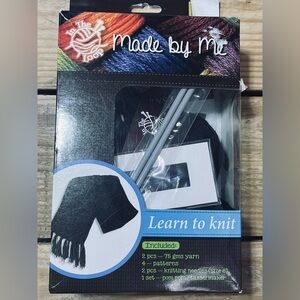 In the Loop Made by Me Learn to Knit Kit With Black Yarn New in Box